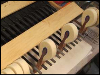 Hammers in a grand piano
